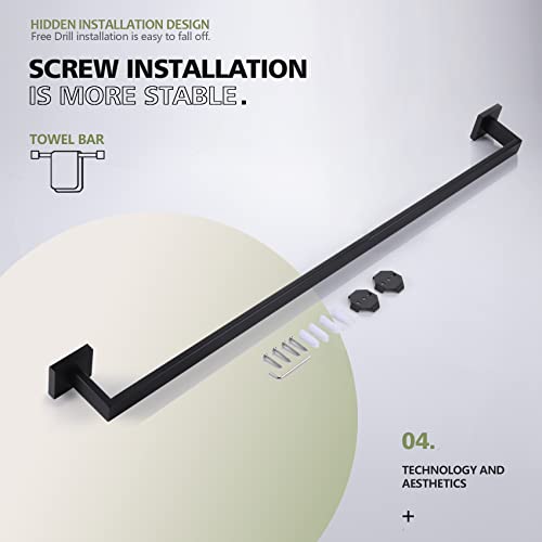 Image of KOKOSIRI 36-Inch Single Towel Bar, Bathroom Kitchen Towel Holder, Wall Mounted SUS304 Stainless Steel Towel Rack, Matte Black, B4003BK-L36