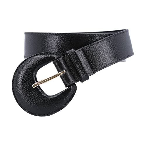 Cinto Feminino Couro Legítimo Meia Lua em Peças Exclusivas PMG L 3cm 1247731 411 DMAIS (M, Preto)