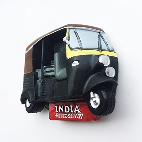 Imán decorativo redondo India 3D Tuktuk 5×7 cm miniatura 4