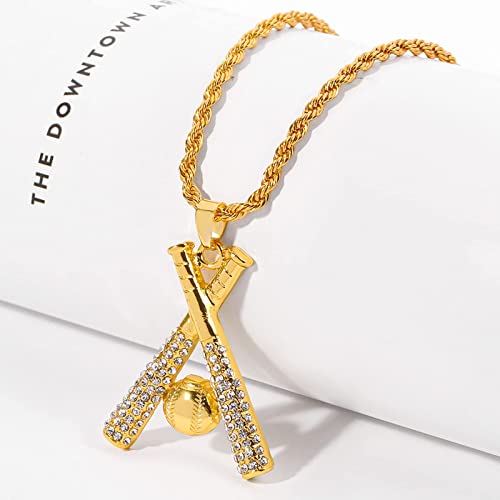 Gold Baseball Necklaces for Men Baseball Bat Cross Necklace Baseball Chain Pendant Necklace for Men Women Sports Hiphop Necklace Sport Lovers Jewelry Gifts4
