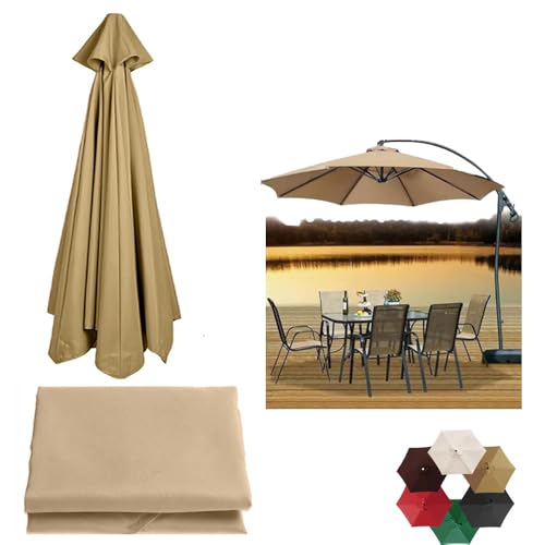 Toldo de repuesto para sombrilla de patio de 6 varillas, cubierta impermeable para sombrillas de mercado y jardín, tela de parasol para exteriores (caqui, 3 m)
