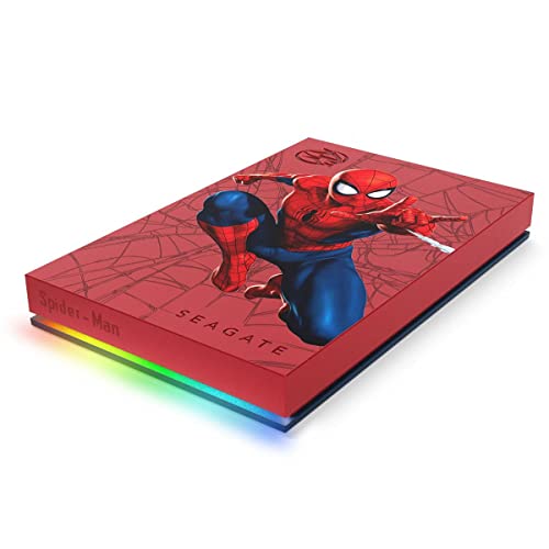 Image of Seagate Spider-Man Special Edition FireCuda External Hard Drive 2TB - USB 3.2 Gen 1, Customizable LED RGB Lighting White, with 3 Years Rescue Data Recovery Services (STKL2000417)