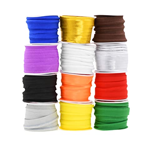 Mandala Crafts Maxi Piping Trim With Welting Cord – 1/2 Inch Maxi Piping Bias Tape For Sewing – Lip Cord Trim By The Yard For Upholstery Trimming (12 Assorted Colors, 5 X 12 Yards) #TOP6