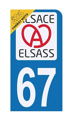HADEXIA Aufkleber für Nummernschild, Motorrad, Département 67 Elsass Elsass Elsass