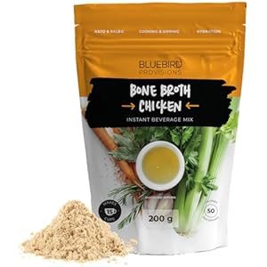 Bluebird Provisions Chicken Bone Broth Powder – Low Sodium Bone Broth – Gut Healing Bone Broth Powder For Humans – Carnivore Bone Broth – Low Sodium Chicken Broth – Sipping Bone Broth (7.1 oz Pouch)