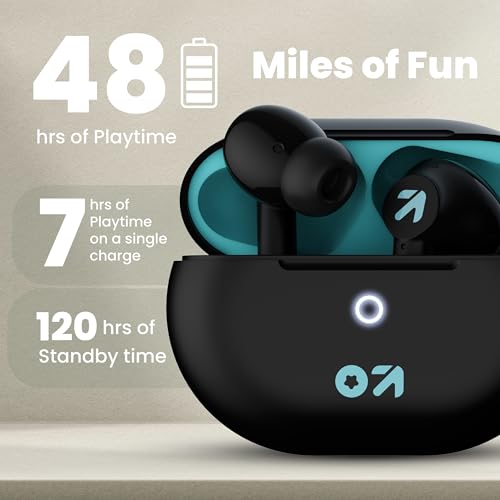 GOBOULT K40 True Wireless in Ear Earbuds with 48H Playtime, Clear Calling 4 Mics, 45ms Low Latency Gaming, 13mm Bass Drivers, Type-C Fast Charging, BTv 5.3 Ear Buds (Electric Black)