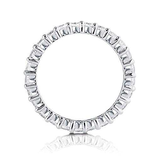 BERRICLE Sterling Silver Round Cubic Zirconia CZ Eternity Rings Wedding Band for Women - Gold Flashed, 1.5mm/2mm/2.5mm3