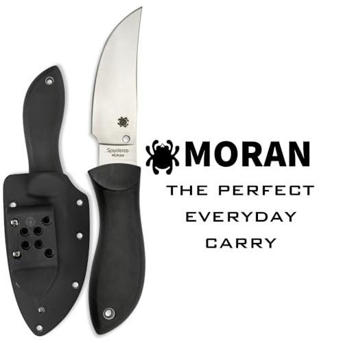 Spyderco Moran Fixed Blade Knife - Black FRN Handle with PlainEdge, Full-Flat Grind, VG-10 Steel Blade - Includes Boltaron Sheath - FB01P