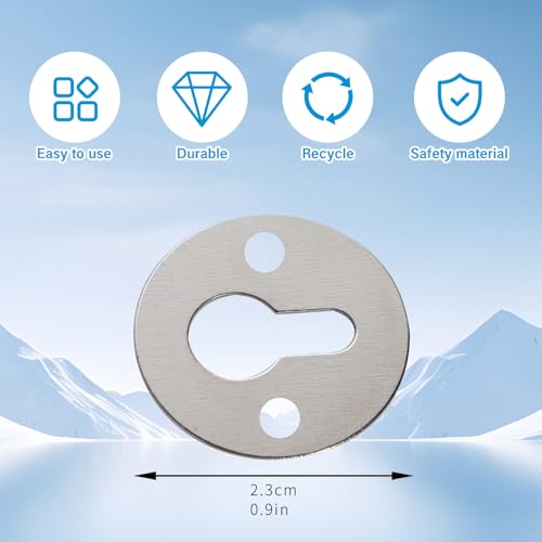 Image of 80pcs Keyhole Hangers 1-inch Round Key Hole Hanger Bracket Rail Heavy Duty Flush Mount Hardware Faux Metal Keyhole Picture Hanging Plates with Screws for Wall Mounting Silver