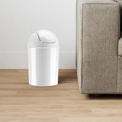 Image of Umbra Mini Waste Can 1-1 /2 Gallon with Swing Lid, White