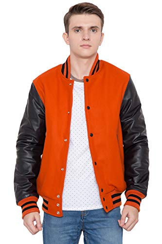 CALIBER APPARELS Original American Style Plain Varsity Letterman Jackets (45 Team Colors) Wool & Pure Leather XS to 6XL