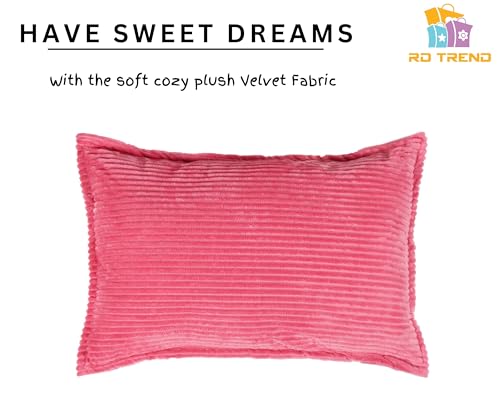Image of RD TREND Presents Velvet 250 GSM Self Stripe Pillow Cover Set of 2 with Zipper, Size -18 inch x 28 inch Inches (45x71 Cm) (Salmon)