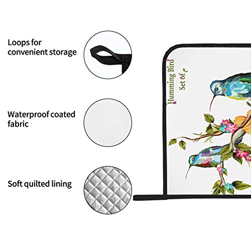 Humming Birds Set Three Humming Bird Pot Holder Set Heat Resistant Pot Holders For Kitchen Heat Resistant 2 Pcs Kitchen Towel Sets With Pot Holders 8×8 Inch For Cooking And Baking #TOP3