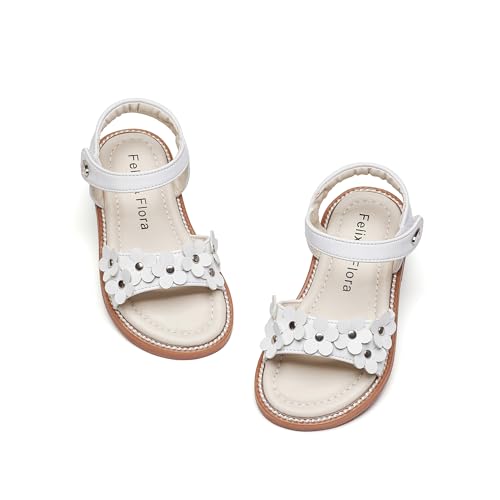 Image of Felix & Flora Toddler Girl Sandals - Little Girl Easter Dress Shoes Lightweight Open Toe Beach Holiday Flats