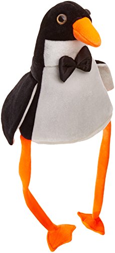 Beistle Plush Fabric Penguin Hat Christmas Party Supplies, One Size, Black/White/Orange