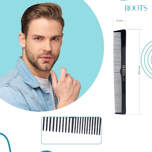 Image of ROOTS - Professional Hair Cutting Comb | Dual Teeth For Styling /Detangling | Salon Grade - For Men /Women | Ideal for Sectioning & Colouring | Prevent Hair Damage | Length - 6.4 Inch | Model No. 111