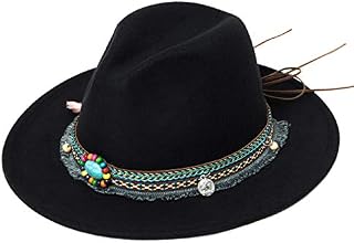 Jeff & Aimy Fedora Hat for Mens Womens Spring Panama Wide Brim Vintage Trilby Belt Buckle Classic