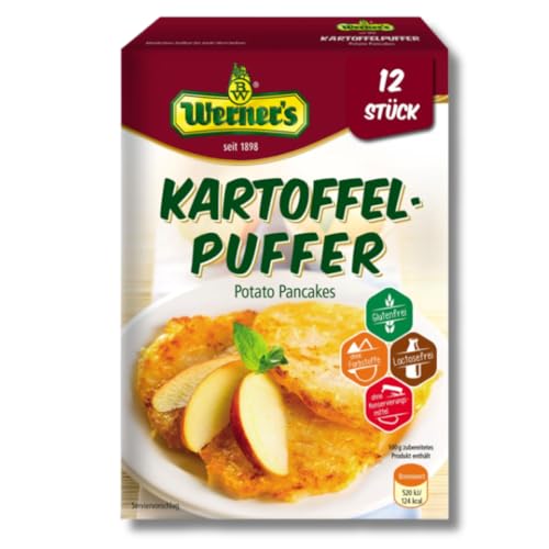 Werners Kartoffelpuffer 12 Stk. - ausgemachter Genuss ohne Gluten & Laktose - Knusprig, herzhaft & authentisch - Ohne Farb- & Aromastoffe