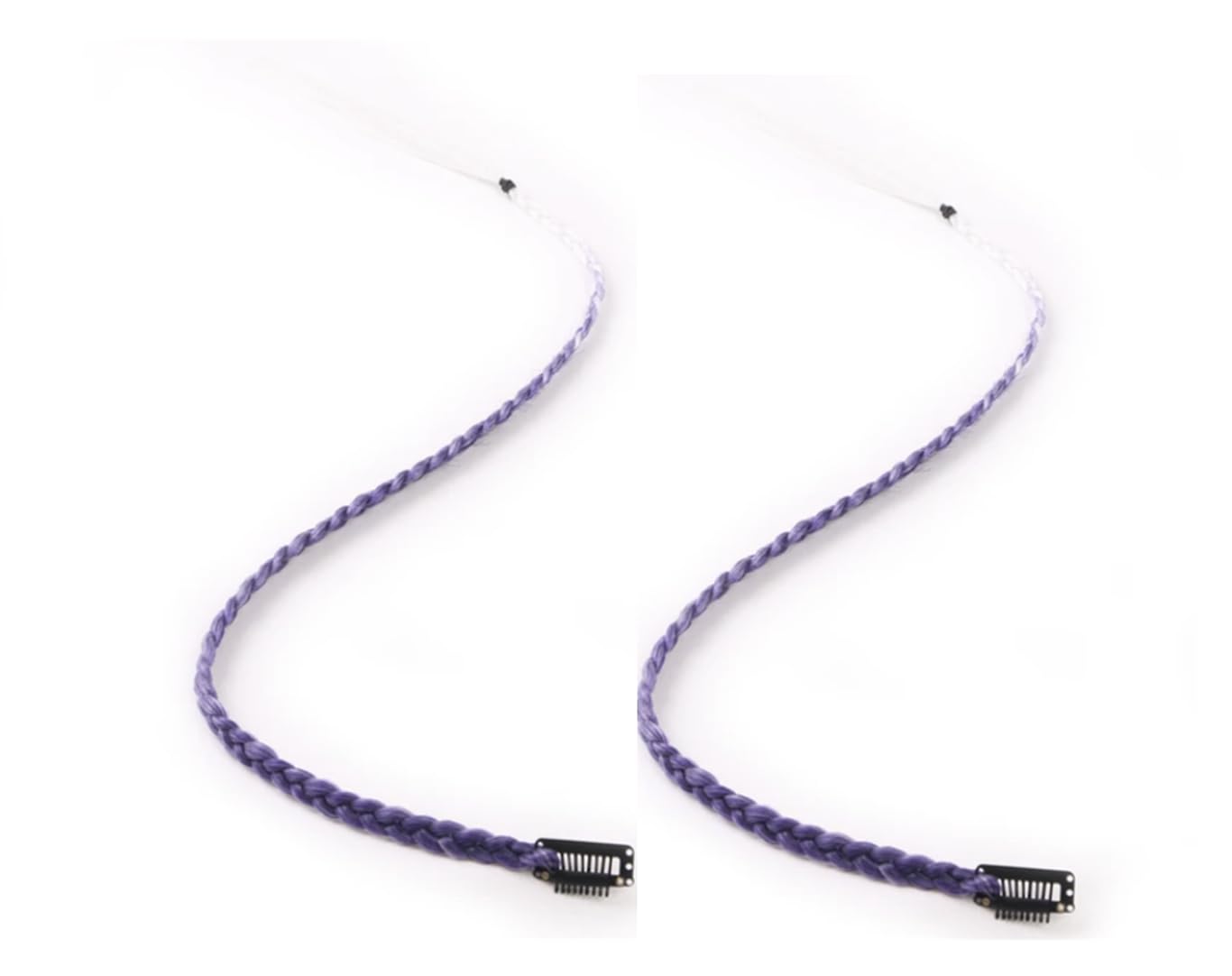 2 x Clip-In Hair Extension Highlights Streaks, Colourful Hair Highlights (Braid - Purple), 20 inches - Image 2