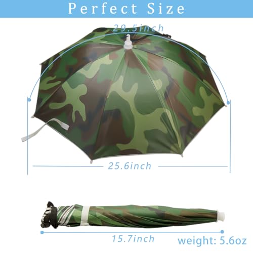 Qukipet Chapéu de guarda-chuva, chapéu de guarda-chuva de pesca de 63,5 cm para adultos e crianças,