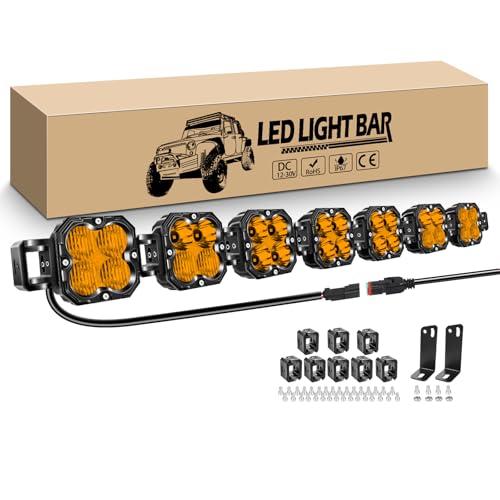 Barre de led 4x4 RIGIDON 118 cm 210W ambre 3000K étanche pour rampe offroad camion et auto