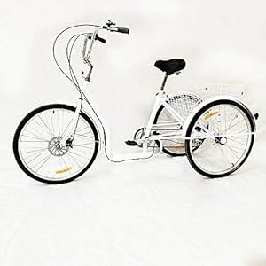 RibasuBB 20 inch fiets met mand, 3 wielen 1-versnelling driewieler voor volwassenen fiets volwassenenfiets met mand
