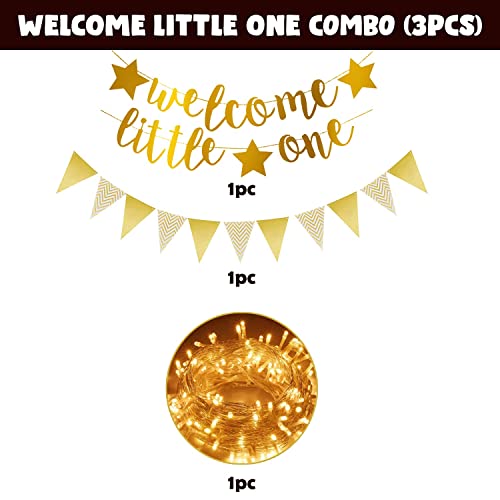 Image of Party Propz Baby Welcome Home Decoration Kit - 3pcs Welcome Home Banner (cardstock) With Fairy Light | Welcome Little One Banner | Welcome Home Bby Decoration | Welcome Homes Decoration | Welcome Baby