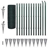 vidaXL Maschendrahtzaun Set 25x1,2m Stahl Grün Maschendraht Gartenzaun Zaun