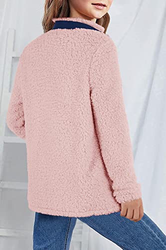 Heysolo Girls Sherpa Fleece Jacket Zip Up Winter Coats Long Sleeve For 5-14Y With Pockets4