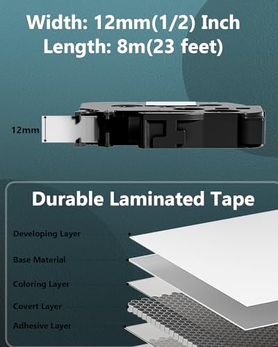 5 Pack Replacement for TZe-231 P Touch Label Tape Compatible with Brother P-Touch (TZ231 TZe231) Standard Laminated 12mm, Black on White, for Label Maker Tape PTH110 PT-D210 D220 D image 6