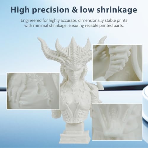 Image of 3D Printer Resin, 16K Upgraded Standard Photopolymer Resin, 405nm Fast UV-Curing Low Odor High Precision 3D Printing Resin for LCD /DLP /MSLA 3D Printer, 16K White 1000g