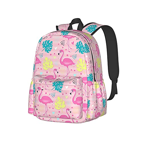 Sac à dos d'école flamant rose et monstera pour les cours et sorties