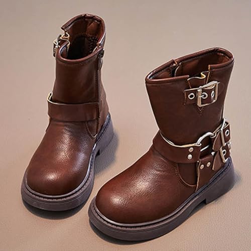 IWIHMIV Girls Booties Toddler Winter Shoes Toddler Riding Boots Kids Comfortable Slip on Booties Toddler Side Zipper Ankle Boots2