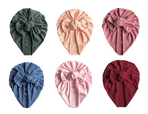GEMVIE Turban Bonnet Bébé Fille Enfant Naissance 6 Pcs Chapeaux Bandeau Noeud Fleur Mignon Elastique Enfant Serre Tête Accessoires Nouveau Né Cover