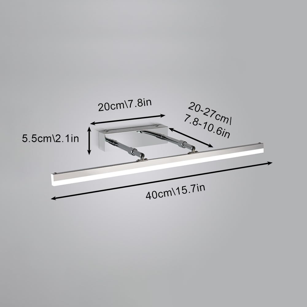 Genérico Lámparas de baño sobre Espejo, lámparas LED para baño, Apliques de Pared sobre Espejo con Brazo retráctil, Acabado Plateado, Apliques de Pared Minimalistas para Interiores.