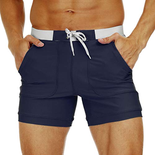 MAGNIVIT Men's Swimwear Swimsuits Solid Basic Long Swim Sport Trunks Board Shorts with Pockets2