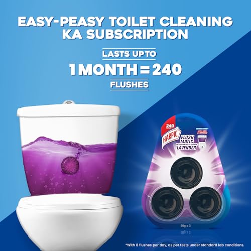 Image of Harpic 150 gm - Lavender, Flushmatic In-Cistern Toilet Cleaner Blocks | Toilet Flush Cleaner Balls (Pack of 2)