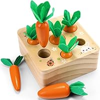 Montessoritoys for 1 Year Old, Wooden Toys Developmental Shape Sorting & Matching Puzzle Carrots Harvest Game, Birthday Gifts for Toddlers Babies Boys and Girls 6-12 Months Christmas
