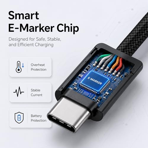 Image of USB4 Cable for Thunderbolt 4, Braided USB C to USB C Cable, 40Gbps Data Transfer, 240W Fast Charging, 8K Display, Compatible with MacBook, iPad Pro, iPhone 16 /17, SSD, Docking (6.6FT)