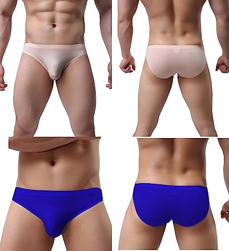 Men's Silky Bikini Underwear Briefs Low Rise Pack4