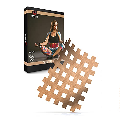 Effekt Ruban quadrillé [140x] avec adhésif extra fort I Enduit quadrillé imperméable + mode d'emploi I Patch d'acupuncture quadrillé (Beige) Cover