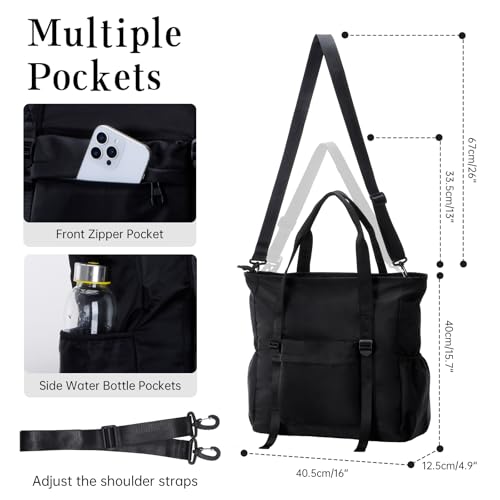 Bolso tote grande de nailon para mujer, ligero, con correa desmontable, para uso diario, trabajo, universidad y viajes miniatura 4