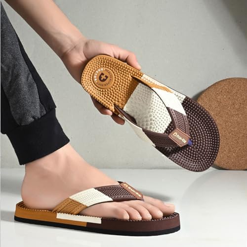 Image of DOCTOR HEALTH SUPER SOFT Men's Massage Flip Flops | Textured Footbed Comfortable EVA Slippers | Anti-Slip Lightweight Thong Sandals for Indoor Outdoor Casual Everyday Wear