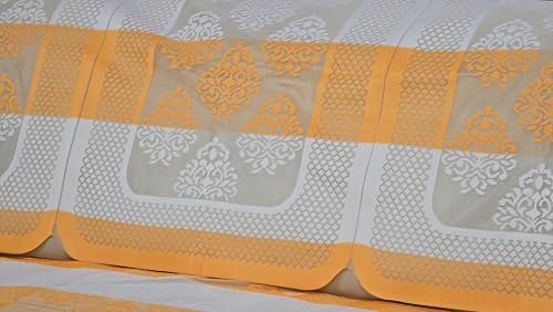 Image of Fab Nation Sofa Cover L Shape 7 Seater with Corner L Type Fully Covered Sofa Set for Living Room | Cotton Sofa Slipcovers for 4 + 3 Seaters Cover Set | Yellow