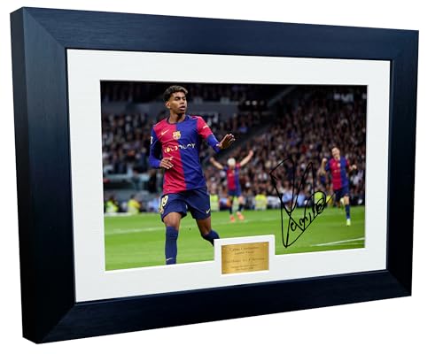 12x8 A4 Signed Lamine Yamal CALMA Celebration Real Madrid vs Barcelona Autographed Autograph Signed Signature Photograph Photo Picture Frame Football Soccer Poster Gift