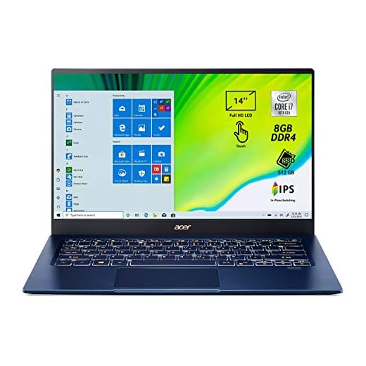 Acer Swift 5 SF514-54T-7500 Notebook portatile, Intel Core i7-1065G7, Ram 8GB, 512GB PCIe NVMe SSD, Display Multi-touch 14" FHD IPS LED LCD, Grafica Intel IrisPlus, Pc portatile, Windows 10 Home, Blu