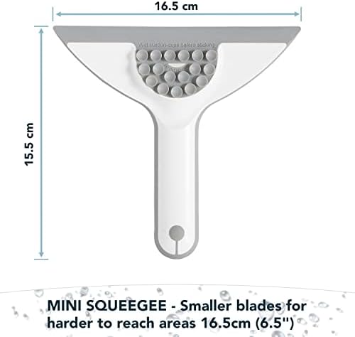 Inhouse Squeegee, Mini Shower Squeegee with Suction Holder for Window, Glass and Mirror, Bathroom Cleaning Accessory, Shower Cleaning Tool for Shower Door, Small Shower Squeegees  Made in UK