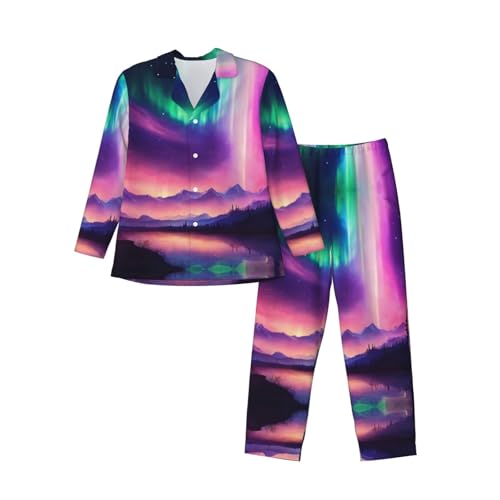 Pyjama à manches longues Dark Northern Lights pour hommes vêtements de détente en tissu premium doux