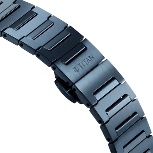 Image of EDGE Meister with Quartz Analog 2 Hands Display Blue Dial Solid Link Blue Plated 316L Stainless Steel Strap Watch for Men - 10065QM03