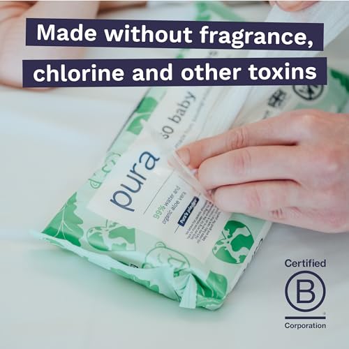 pura natural sensitive baby wipes 99 water unscented amp hypoallergenic suitable for sensitive amp eczema-prone skin fragrance free amp hypoallergenic ewg verified 1 pack of 60 wet wipes